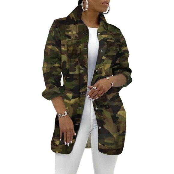 Jackets & Blazers - Women's Denim Jean Jacket Long Sleeve Distressed Fray Hem Tassels Casual